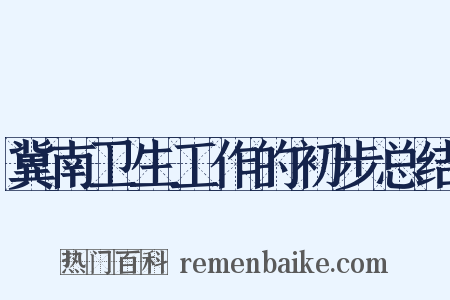 冀南卫生工作的初步总结是什么意思的图片